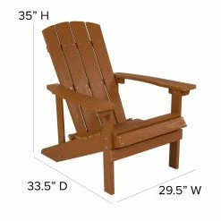 Best Pirce 🔔 Wooden Chairs Flash Furniture Charlestown All-Weather Adirondack Chair In Faux Wood 🔔 -Adirondack Chairs Sales detail7FLSH2195