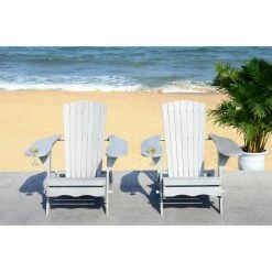 Flash Sale 😀 Eucalyptus Chairs Safavieh Breetel Curved Back Adirondack Chairs - Set Of 2 🥰 -Adirondack Chairs Sales detailSAV7789