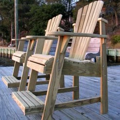 Deals ✨ Bar Height Chairs Weathercraft Designers Choice Treated Balcony Adirondack Chair With Footrest - Natural 🌟 -Adirondack Chairs Sales detailWO028