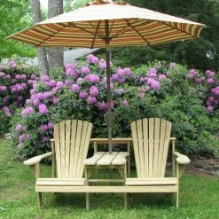Best reviews of 🎉 Wooden Chairs Weathercraft Adirondack Double Seater Standard Height Tete-A-Tete With Umbrella Hole - Unfinished 🌟 -Adirondack Chairs Sales detailWO034