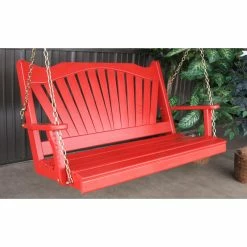 Promo 🛒 A & L Furniture Wooden A & L Furniture Yellow Pine Fanback Porch Swing ⭐