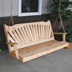 Cheapest 😀 A & L Furniture Wooden A & L Furniture Western Red Cedar Fanback Porch Swing ❤️