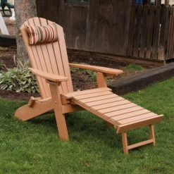New 🤩 Recycled Plastic Chairs HN Outdoor Chagrin Recycled Plastic Folding Reclining Adirondack With Pullout Ottoman ⭐