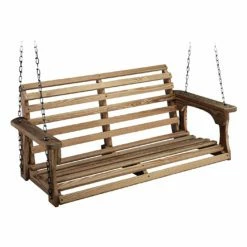 Cheap ⭐ Wooden Beecham Swing Co. Roll Back Treated Wood Porch Swing 💯