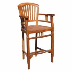 New ✔️ Arm Chairs Chic Teak Orleans Teak Outdoor Barstool With Arms 👍