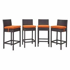 Deals 😍 Side Chairs Modway Convene Wicker Outdoor Bar Stool - Set Of 4 🔔