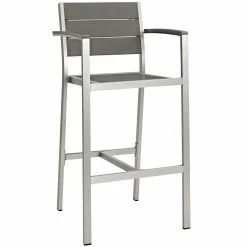 Cheap 😍 Bar Height Chairs Modway Shore Aluminum Outdoor Bar Stool - Silver / Gray ⭐
