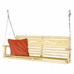 Flash Sale 😉 Wooden Hershy Way 5 Ft. Classic Scroll Porch Swing - Natural 👏