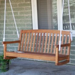 Cheap 𧨠Wooden International Caravan Royal Tahiti Porch Swing With Curved Back π