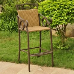 Discount ⌛ Bar Height Chairs International Caravan Valencia Bar Height Wicker Resin Patio Chair - Set Of 2 ❤️