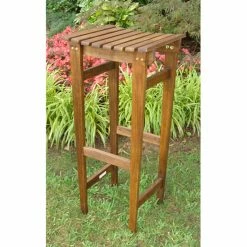 Best deal 😀 Bar Height Chairs International Caravan Highland Outdoor Acacia Backless Bar Stools - Set Of 2 ⭐