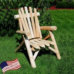 Outlet 🛒 Wooden Chairs Lakeland Mills Classic Cedar Log Adirondack Chair ⭐