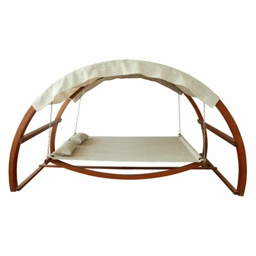Outlet 🥰 Fabric Leisure Season Double Swing Bed With Canopy 🧨 -Adirondack Chairs Sales masterLSL048
