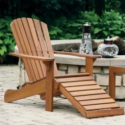 Discount ✨ Eucalyptus Chairs HN Outdoor Highland Outdoor Adirondack Chair With Ottoman ⭐