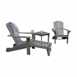Cheapest 🔥 Eucalyptus Chairs Vineyard Eucalyptus 3 Piece Adirondack Chair With Ottoman Set 🔔