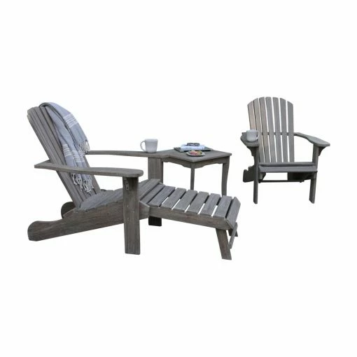 Cheapest 🔥 Eucalyptus Chairs Vineyard Eucalyptus 3 Piece Adirondack Chair With Ottoman Set 🔔 -Adirondack Chairs Sales masterOUTR112