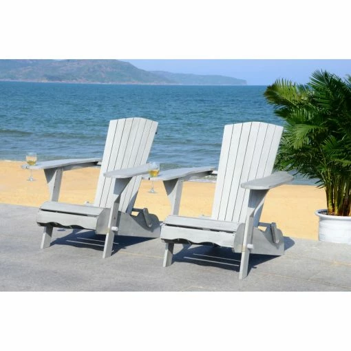 Flash Sale 😀 Eucalyptus Chairs Safavieh Breetel Curved Back Adirondack Chairs - Set Of 2 🥰 -Adirondack Chairs Sales masterSAV7789