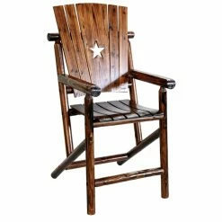 Best Sale 🔥 Bar Height Chairs Leigh Country Char-log Star Cutout Patio Bar Arm Chair ⭐