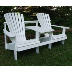 Best Sale 🌟 Wooden Chairs Weathercraft Adirondack Double Seater Standard Height Tete-A-Tete With Umbrella Hole - Painted 💯