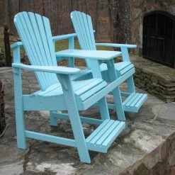 Best deal 👏 Wooden Chairs Weathercraft Adirondack Double Seater Balcony Height Tete-A-Tete With Umbrella Hole - Painted 🌟