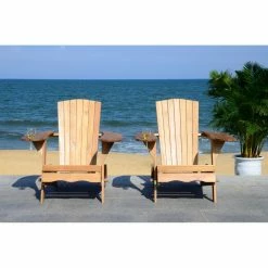 Flash Sale 😀 Eucalyptus Chairs Safavieh Breetel Curved Back Adirondack Chairs - Set Of 2 🥰 -Adirondack Chairs Sales scaleSAV7789